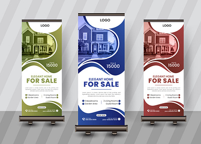 Abstract Real-Estate Roll-Up banner design. professional