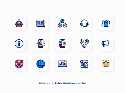 Public Relations Icon Set branding communication company corporate filled line icon flat icon icon icon design icon set line icon public relations ui