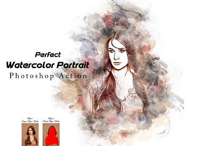 Perfect Watercolor Portrait Photoshop Action watercolor sketch