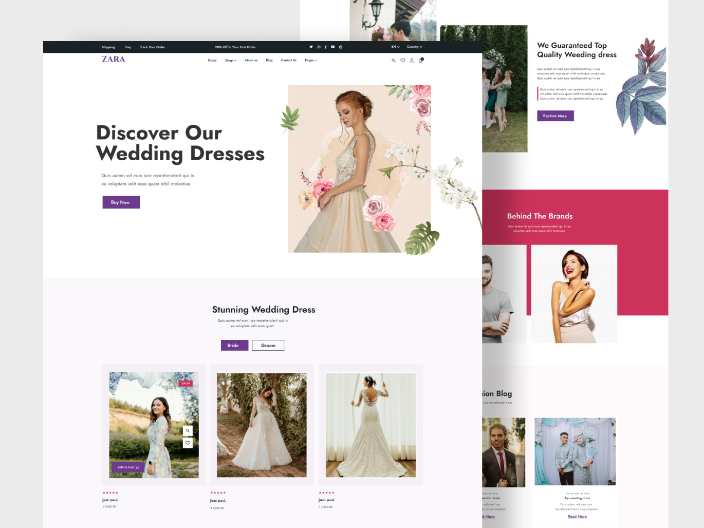 Weeding Fashion website Homepage Homepage best design best landing page best ui design e commerce homepage e commerce website fashion homepage design fashion landing page fashion ui fashion website homepage design landing page modern homepage ux webs ui website ui weeding dress weeding fashion website weeding landing page weeding website