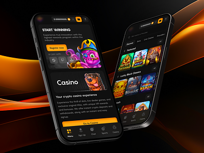 Casino Platform: Mobile betting bitcoin blockchain casino casino banner crypto crypto casino gambling game game ui gaming home page igaming mobile casino online casino slots spin ui ux web design