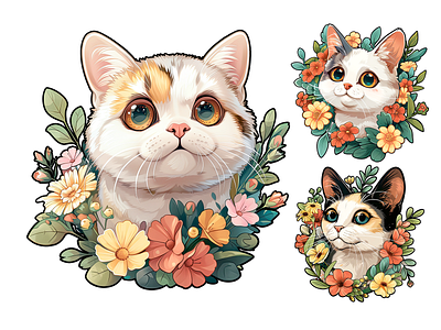 Cute cat stickers drawing