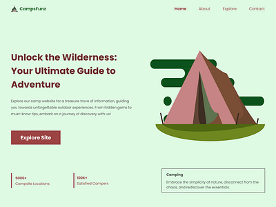 Building a minimalist camping exploration landing page website branding graphic design ui