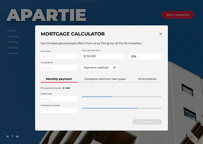 Apartie mortgage calculator calculator concept dailyui design interface ui ux web