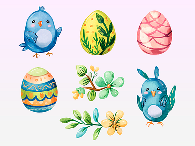 Easter stickers art character