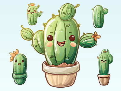 Cute succulents stickers cacti