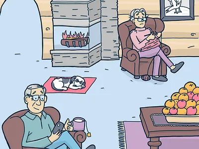 Cozy time at the cabin illustration procreate