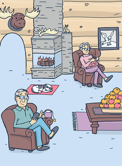 Cozy time at the cabin illustration procreate