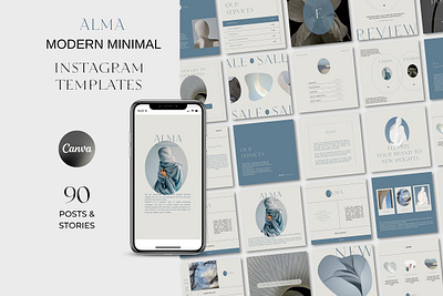 ALMA Aesthetic Canva Templates alma aesthetic canva templates canva template instagram canva instagram post instagram stories instagram template premium template social media bundle social media canva social media pack social media template