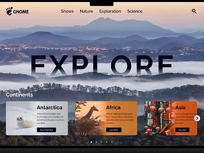 Gnome - Carousel hero section carousel explore hero section landing page travel