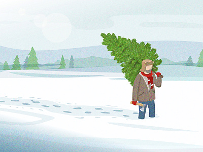 New Year illustration. Man with Christmas Tree. 2d christmas illustration new year tree vector winter