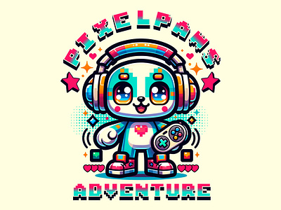Pixel paws adventure branding graphic design illustration product design t shirt design typography vector