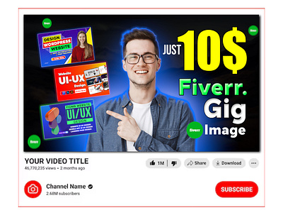 Creative YouTube Thumbnail Design $ 3d animation branding facbook fiverr fiverr gig image design graphic design logo motion graphics social media design thumbnail ui youtube