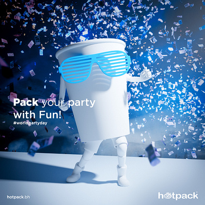 Hotpack | Social media post 3d bahrain design food packaging gcc graphic design paper cups party day photoshop social media post