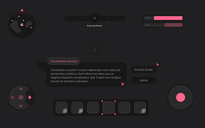 Game UI Dark/Pink Theme design game illustration ui ux vector