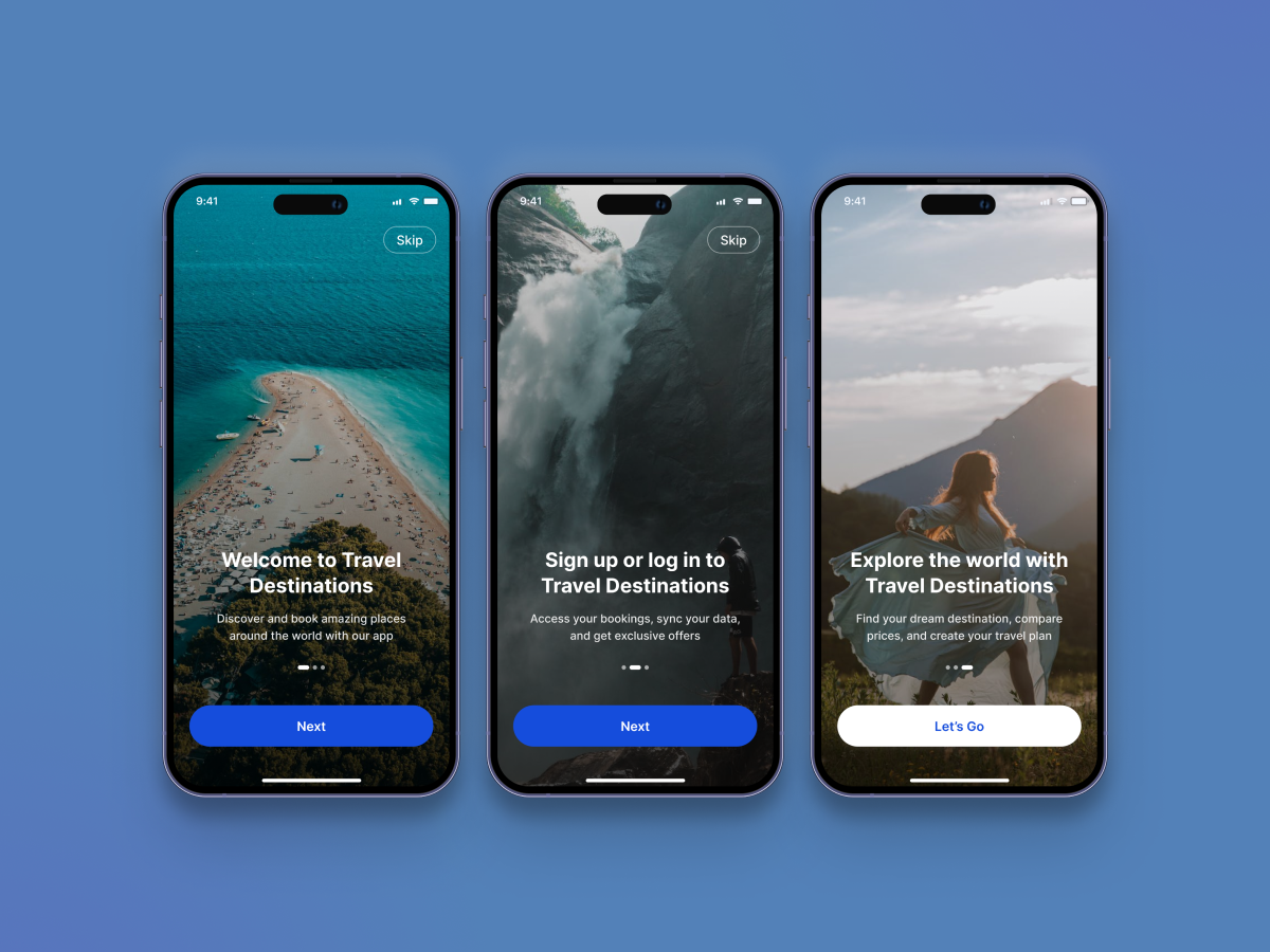 Traveling Onboarding Mobile Design - DailyUI Challenge #023 app design dailyui mobile app mobile design onboarding onboarding app onboarding mobile design traveling traveling design app traveling destination