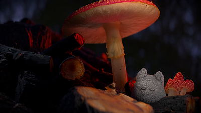 Totoro's Rainy Nap 3d animation houdini motion graphics mushroom nap rain redshift redshift3d sleeping totoro
