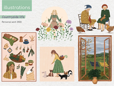 Countryside illustrations design illustration illustrator personal work village life
