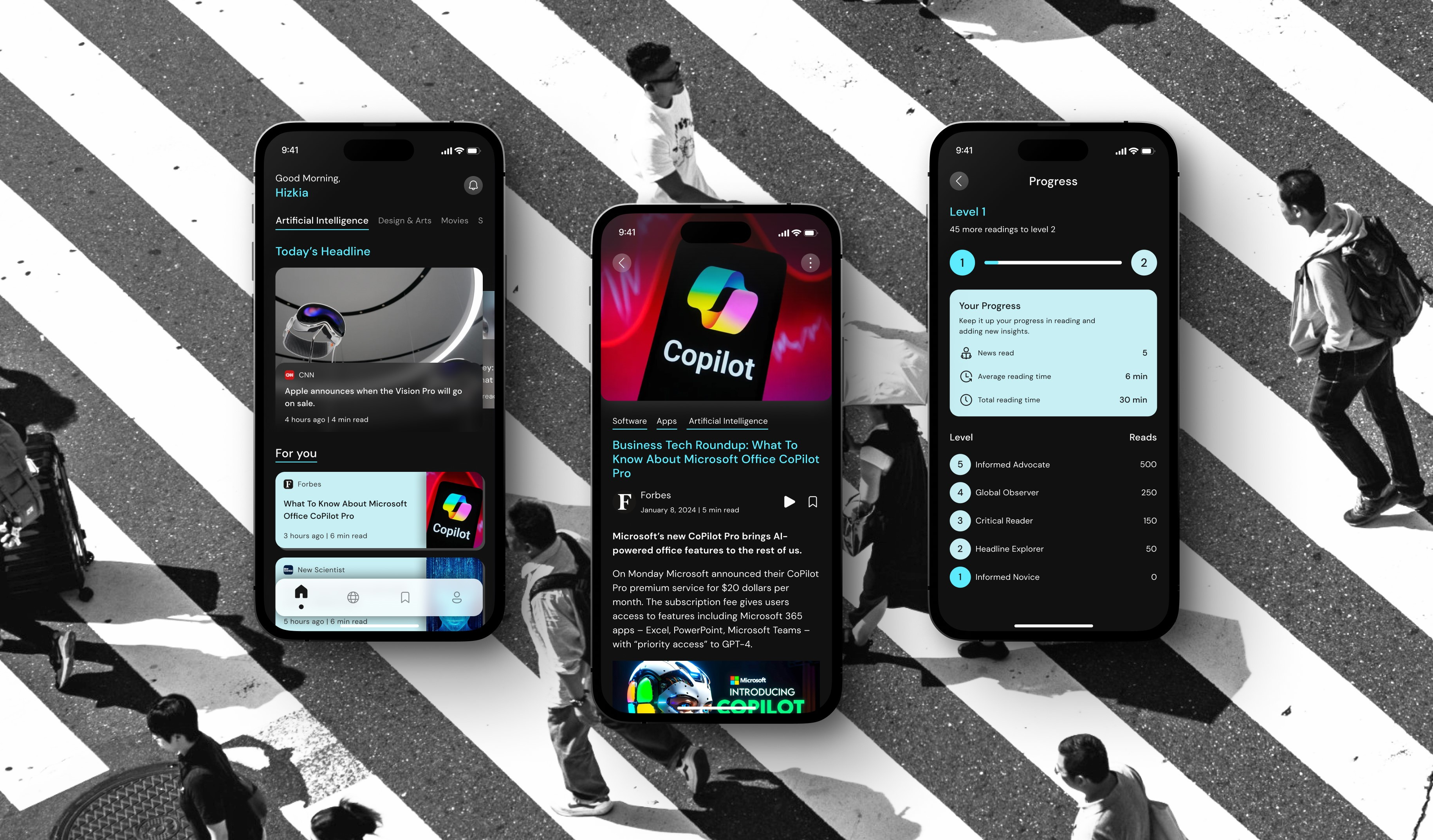 MOBILE NEWS APP CONCEPT app article brand identity branding concept dark dashboard design design system figma minimalism mobile mockup modern design motion graphics news ui uiux ux website