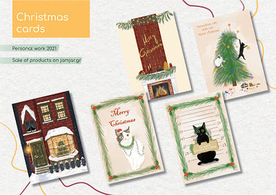 Illustrated Christmas cards christmas cards design design cards graphic design illustrated cards illustration illustrator