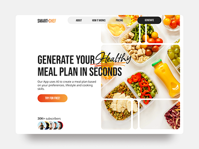 Meal Plan Generator Landingpage Concept bento box concept daily design diet dribbble food healthy food hero sectin inspiration landing page meal planning nutrition planner tasty ui ux
