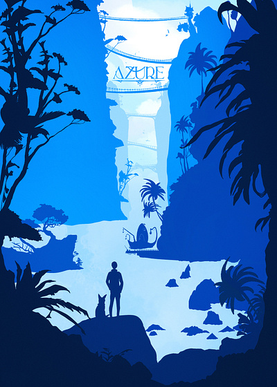 Shades of Azure Tranquil Azure Dreams animation art artwork branding design fantasy illustration graphic design illustration landscape art logo noai ui