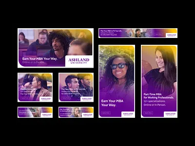 Retargeting Ads / Display Ads ads advertisement animation branding campaign design education elearning gradient graphic design learning motion graphics online learning purple school students typography web website yellow