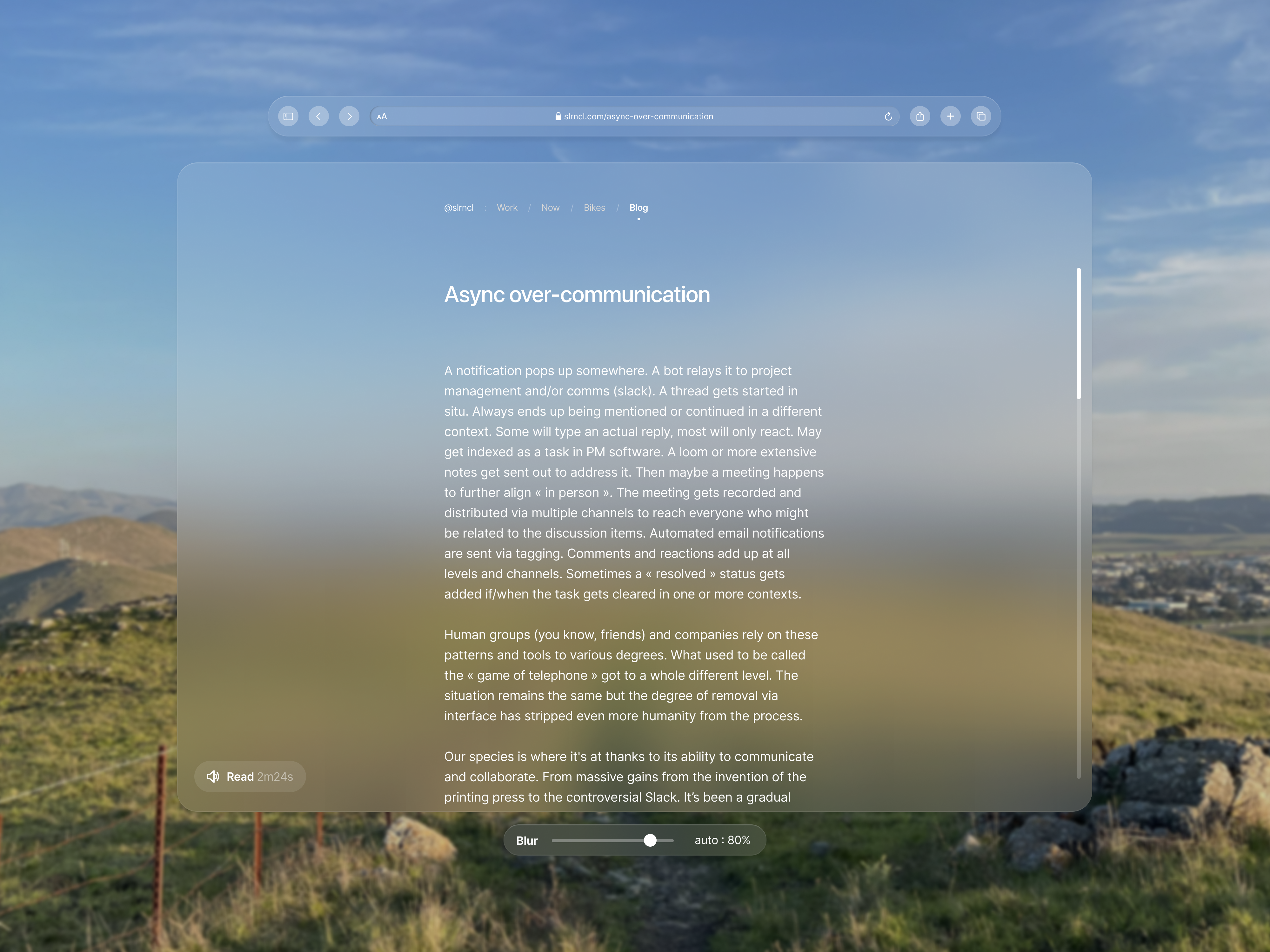 VisionOS blog 🙈 blogging computing experiment os spacial trail vision