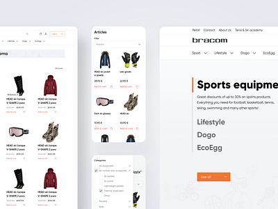 Bracom sports equipments web shop - Daily UI 15 backetball dailyui dailyuichallenge design equipment equipments football modern shop sports tennis ui ux webshop