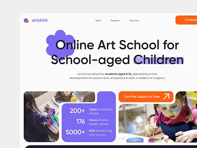 ArtChild: Where Every Child is an Artist! art art school awwwards awwwards design branding bright design child child art childengarden colorful design developmental games inspiration inspo interesting kids landing page logo school ui