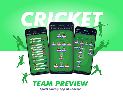 Sports App UI Design - Team Preview Screen Concept app design cricket fantasy figma football mockup preview screen sports ui user interface design
