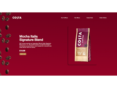 Costa Coffee Webpage - Concept costa coffee creative developer creative development ui ux web design webpage website