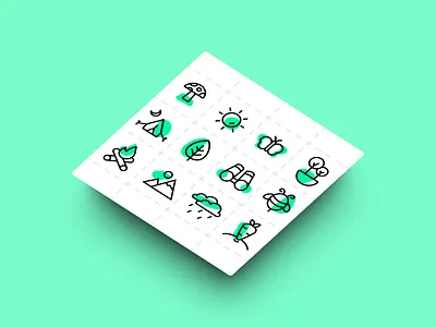 Nature Icon Pack x12 branding design earth figma green icon illustration nature outdoors vector vector art