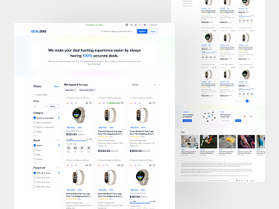 Dealdog - Single page project buy clean design ecommerce filtres gradient landing page logo minimalist occasion product page products sale search sell single page ui ux website website app
