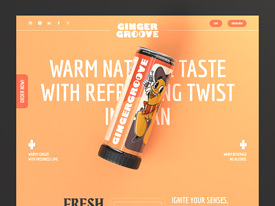 GingerGroove - 3D beverage interactive website 3d animation beverage blender branding design spline3d ui website