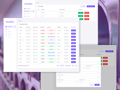 Laundree dashboard laundry apps purple ui website