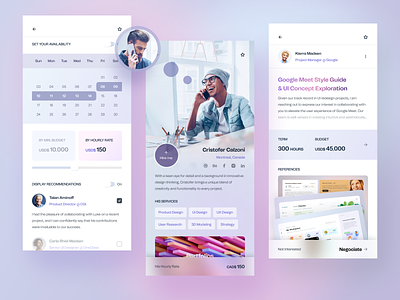 Freelancer Hiring App app app design app ui business calendar company contact date employer freelance management mobile mobile app mobile design portfolio price project shop web website