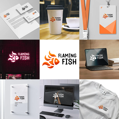 Flaming Fish Logo branding design fire fish flame flaming graphic design illustration illustrator logo vector