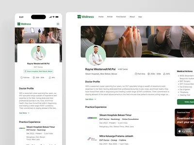 Wellness - Doctor Profile [Responsive] design doctor experience health healthcare healthy medical medicine natural profile responsive review ui ux web design wellness