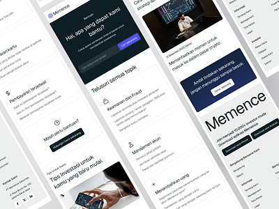 Memence - Responsive Help Page clean clean web crypto finance help page investment landing page news app popular responsive ui uiux website