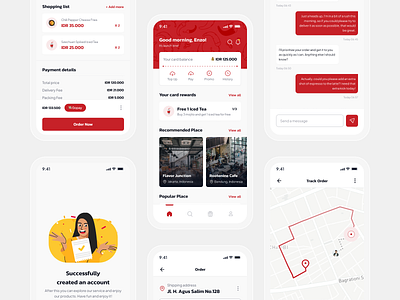 Foody - Food Delivery & Reservation App UI Kit book booking chat delivery figma food red color resaturant reservation tracking ui uidesign uikit uiux