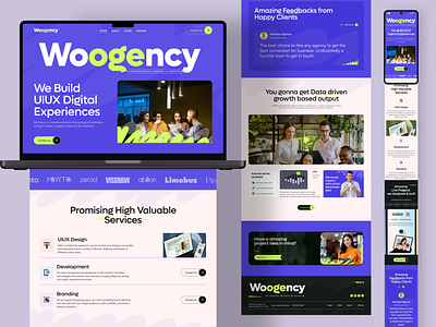 Woogency - Responsive Agency Website UI Design agency design innerpages minimal mobile product responsive ui template ui8 uikit user interface uxui webdesign website