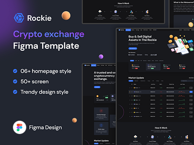 Rockie | Crypto Exchange MarketPlace Figma Template wallet wallet digital