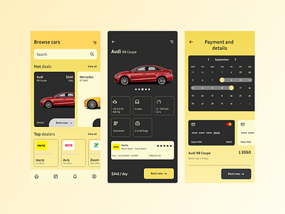 Car Renting UI Design app car renting ui creative modern ui