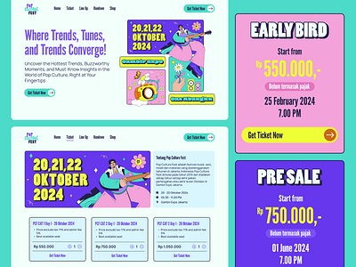 Music Festival Landing Page colorful design illustration landing page minimalis pop culture ui user interface website