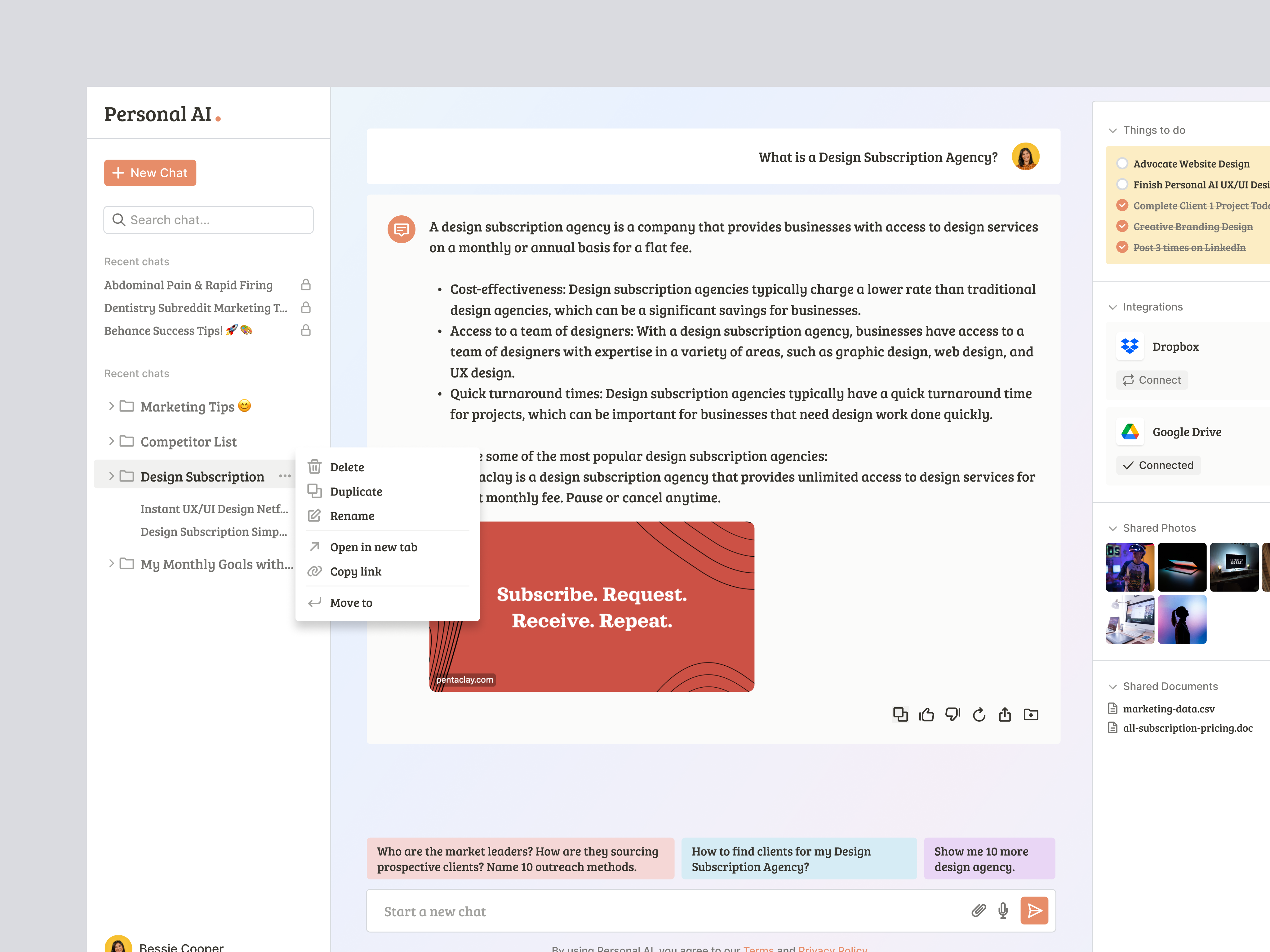 Personal AI SaaS Design ai ai assistant ai landing ai tools app chatgpt dashboard design gemini landing page notes personal ai product product design saas saas design to do ui ux website