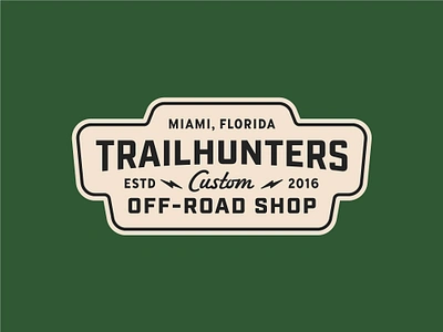 Trailhunters - Badge Design apparel badge badge design badges branding cap clothing geometric hat logo merch merchandise minimal monoline offroad ropehat t shirt trail type typography