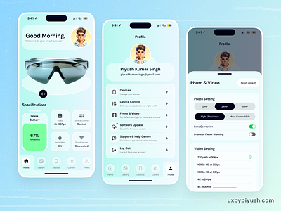 Smart Glasses Controller App ai animation app branding business controller app dashboard design glasses ios app iot meta mobile product design profile saas smart smart glasses ui ux