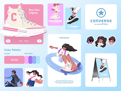 Converse : We Are All Stars - Brand Guideline 2d animation brand branding character cheerfull converse graphic design illustration logo men motion graphics shoes shoes brand shoes design women