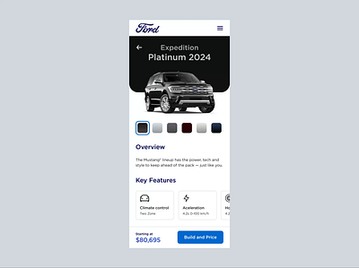 Ford - UI Mobile Landing animation cars concept design ford mobile motion graphics product ui